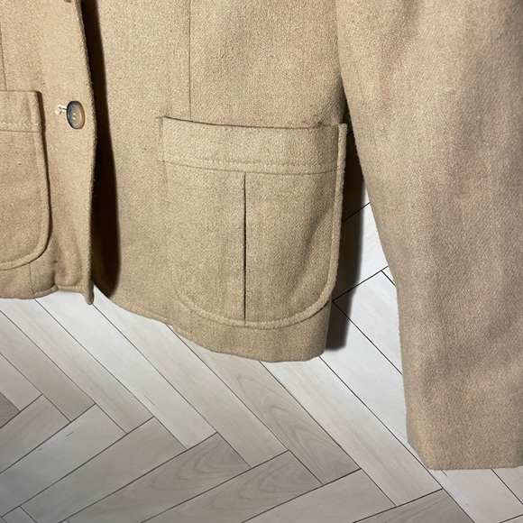 Vintage Bobbie Brooks blazer size 7/8 wool blend khaki color - Picture 3 of 8